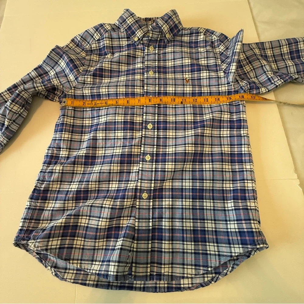 Polo Ralph Lauren Boys Plaid Button Down Shirt Blue Multi Size M (10-12) Preppy
